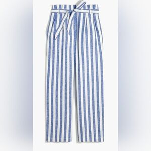 J. Crew Wide Leg Paper Bag Tie Waist Linen Cotton Pant Size 8